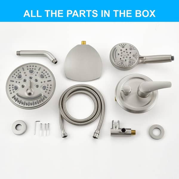 2-Handle 9-Spray Tub and Shower Faucet and Handheld Combo with 8 in. Shower Head in Brushed Nickel