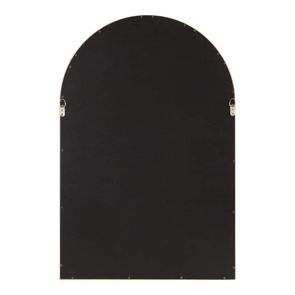 Natural Wood Arched Vanity Mirror with Deep Profile