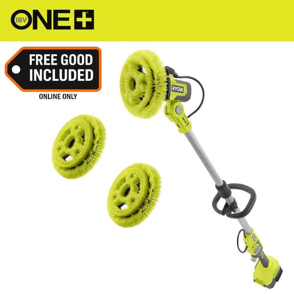 ONE+ 18V Cordless Soap Dispensing Scrubber (Tool Only) with (2) 9 in. VORTEX Medium Bristle Brushes