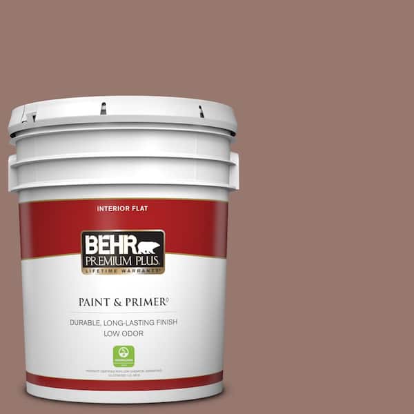 BEHR PREMIUM PLUS 5 gal. #N160-5 Chocolate Delight Flat Low Odor Interior Paint & Primer