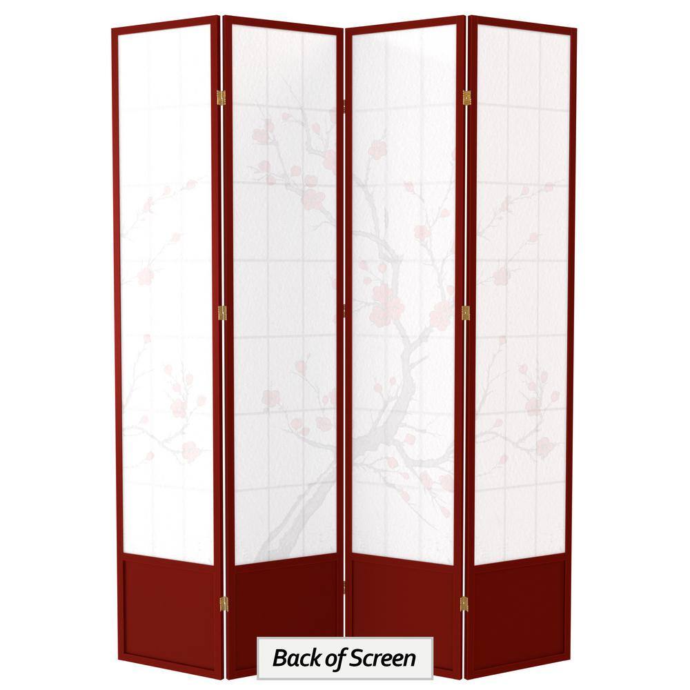 86" Rosewood Cherry Blossom Shoji Room Divider