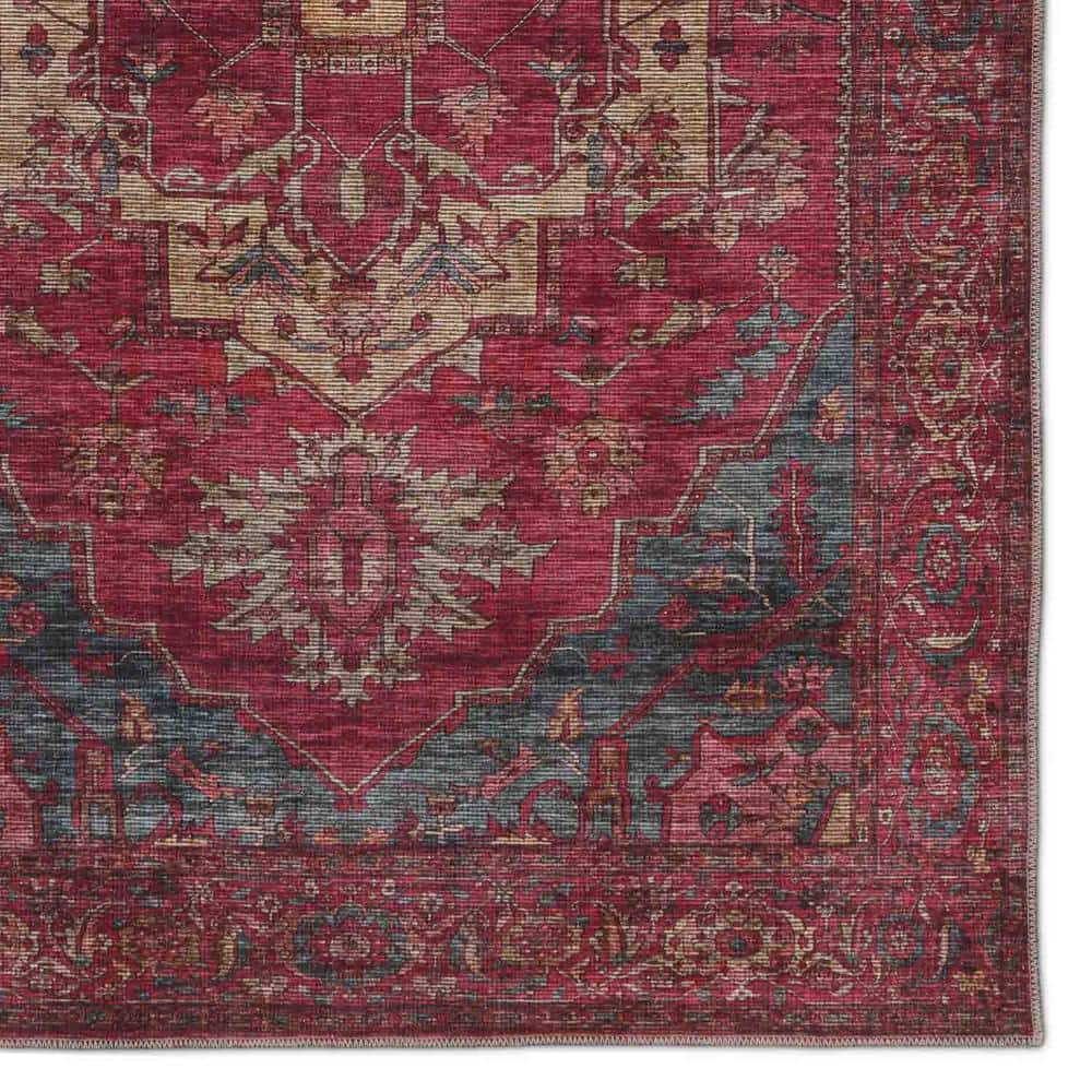 Gloria Vintage Medallion 7'10"x10' Red Cotton Blend Area Rug