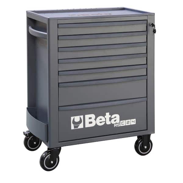 Beta RSC24 Heavy Duty 29 in. Wide Gray Steel Rolling Tool Box, 7 ...