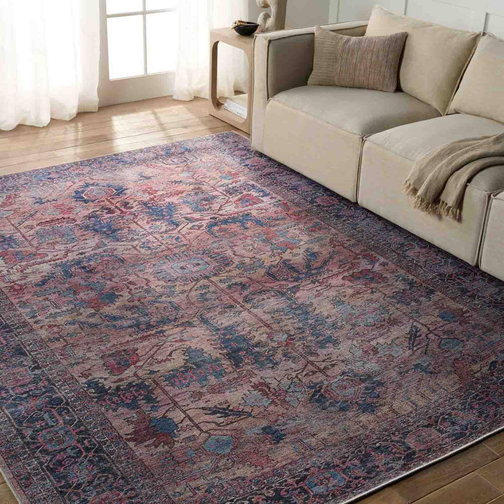 Ainsworth Medallion Blue and Beige 5'3"x8' Easy-Care Area Rug