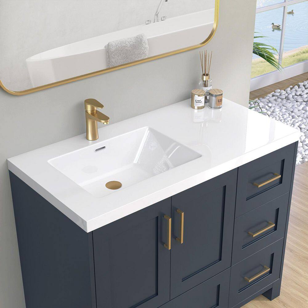42 in. W x 22 in. D Rectangular Single Sink Bathroom Vanity Top White Solid Surface Vanity Top in Glossy White price history on PriceWatchPro