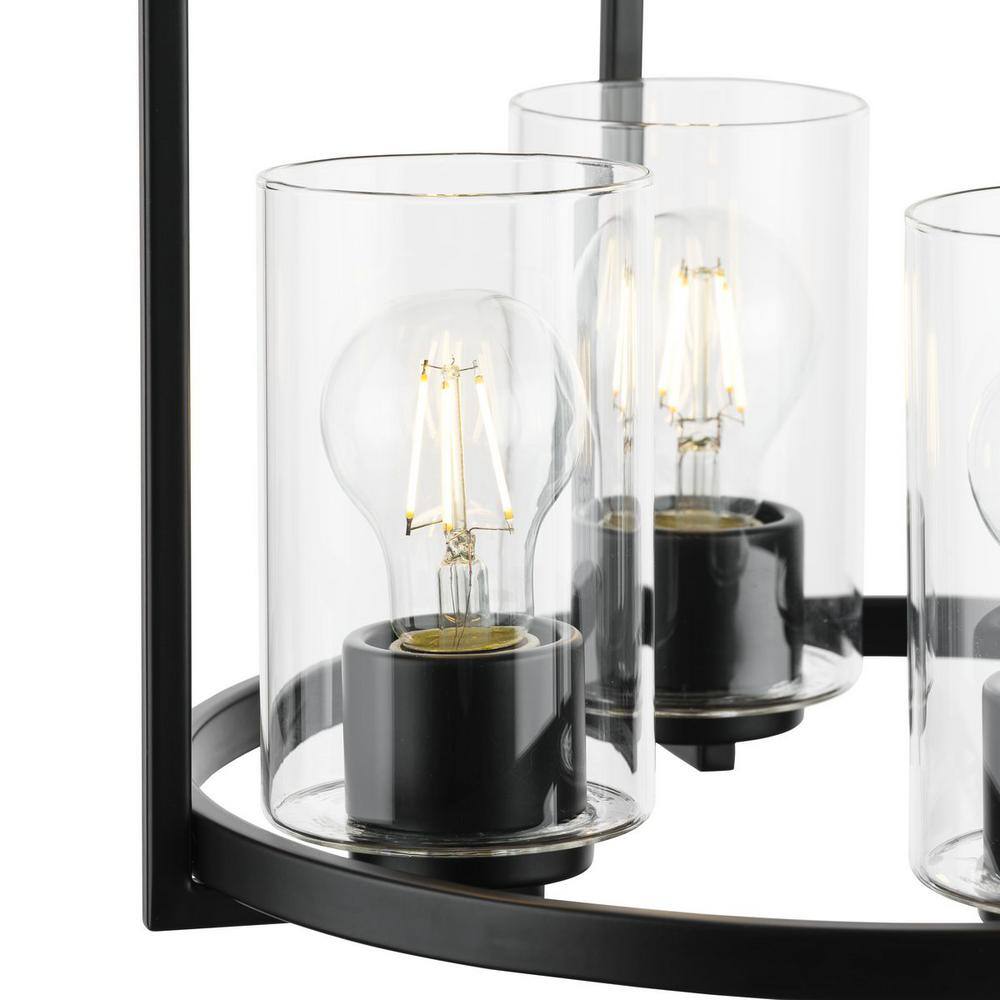 Goodwin Matte Black Glass and Nickel 4-Light Pendant