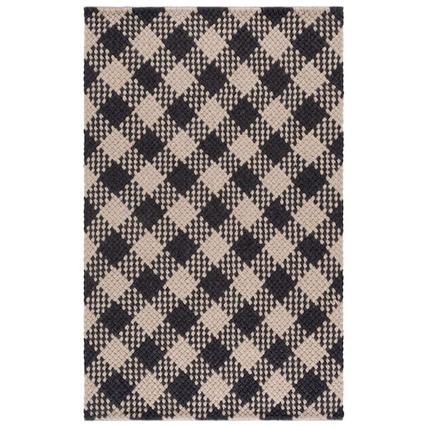 Natural Fiber Couture 5 ft. x 8 ft. Black/Beige Check Area Rug
