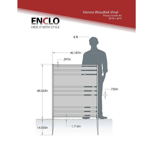Enclo Privacy Screens Vienna 4 ft. H x 3.3 ft. W Cedar Color WoodTek Vinyl Decorative Screen Panel (Includes 2-Panels)