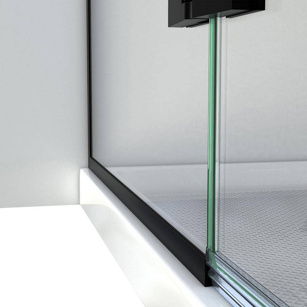 Aqua Ultra Frameless Satin Black 45" x 72" Shower Door