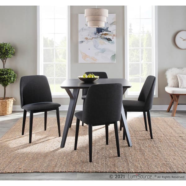 black wood square dining table