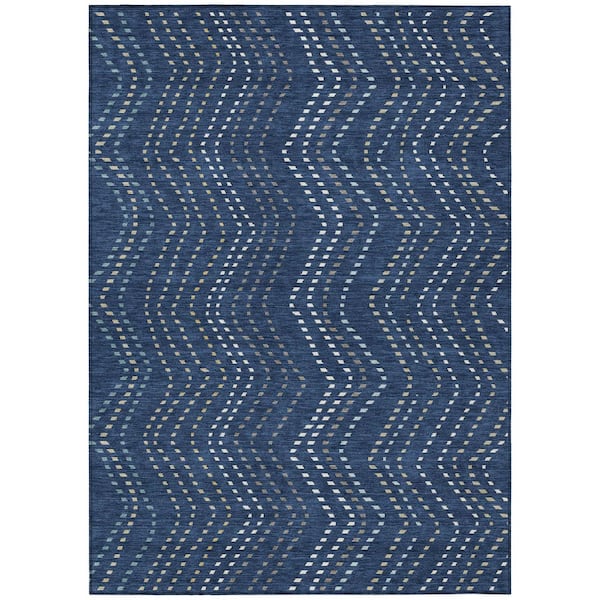 Chantille Machine Washable Indoor/Outdoor Abstract ACN2992 Navy 8 ft. x 10 ft. Area Rug