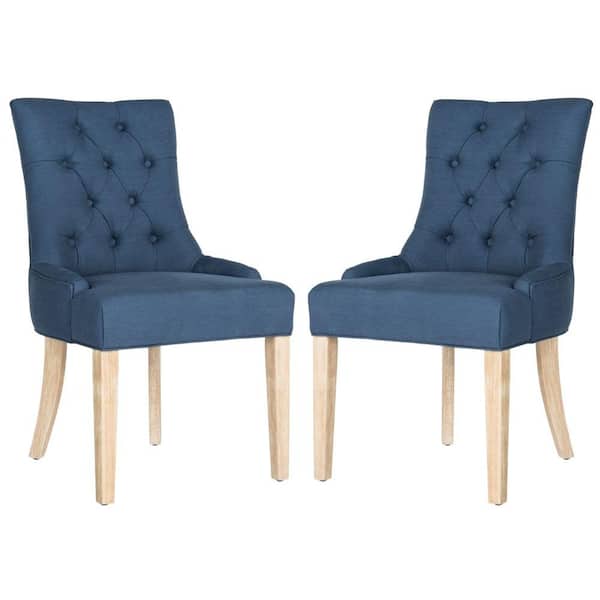 SAFAVIEH Abby Steel Blue/White Wash Viscose-Poly Chair (2-Pack)