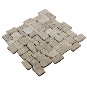 Block Tile Tan 11 in. x 11 in. x 9.5 mm Mesh-Mounted Mosaic Tile (9.28 sq. ft. / case)