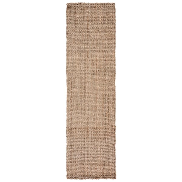SAFAVIEH Natural Fiber Beige 2 ft. x 8 ft. Woven Crosstitch Runner Rug