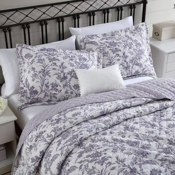 Laura Ashley Delila Quilt Set, Purple, Full/Queen