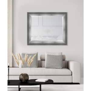 Medium Rectangle Silver Beveled Glass Contemporary Mirror (34.5 in. H x 28.5 in. W)