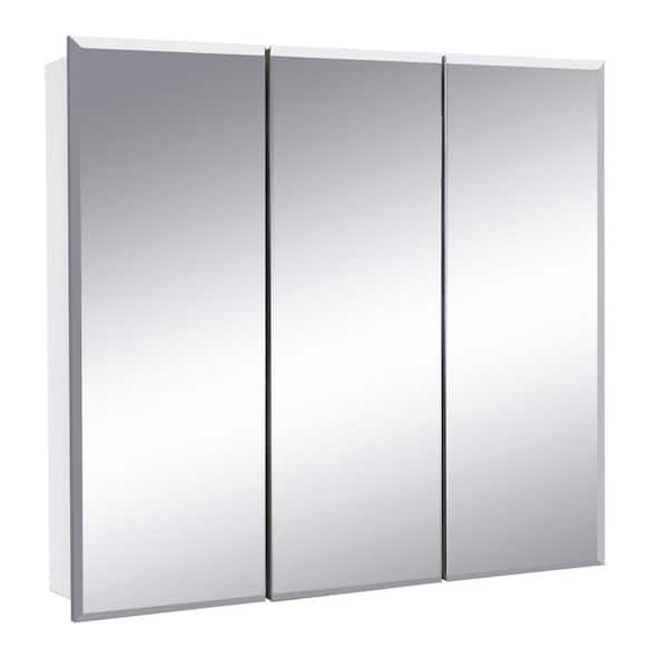 Cyprus 25.1 in. W x 24.5 in. H Assembled Frameless Tri-View Recessed/Surface Mount Medicine Cabinet with Mirrors