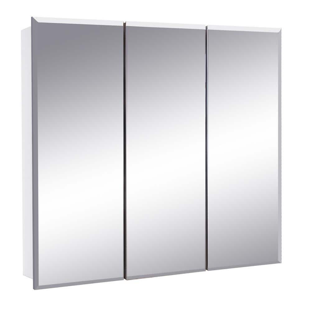 Cyprus 30.4" Frameless Tri-View Medicine Cabinet with Mirrored Doors
