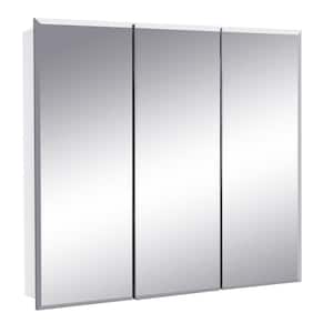 Cyprus 30.4 in. W x 30.1 in. H Assembled Frameless Tri-View Recessed/Surface Mount Medicine Cabinet with Mirrors
