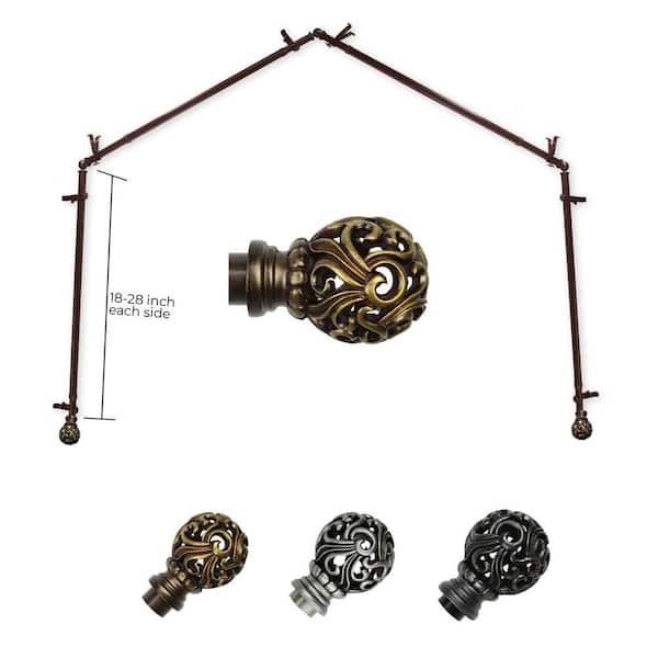13/16" Adora 4-Sided Bay Window Curtain Rod (18-28 inch each side)-Cocoa