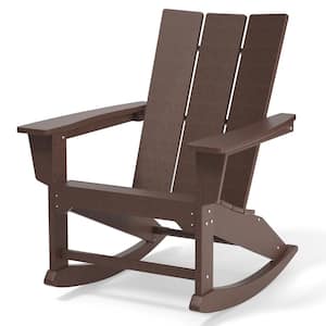 Adirondack HDPE Plastic Outdoor Rocking Chairs All-Weather Resistant, for Campfire, Garden, Poolside in Brown