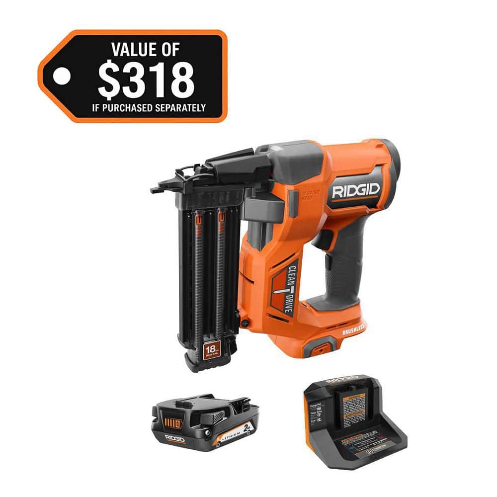 18V Brushless Cordless 18-Gauge 2-1/8 in. Brad Nailer with CLEAN DRIVE Technology with 2.0 Ah Battery and Charger price history on PriceWatchPro