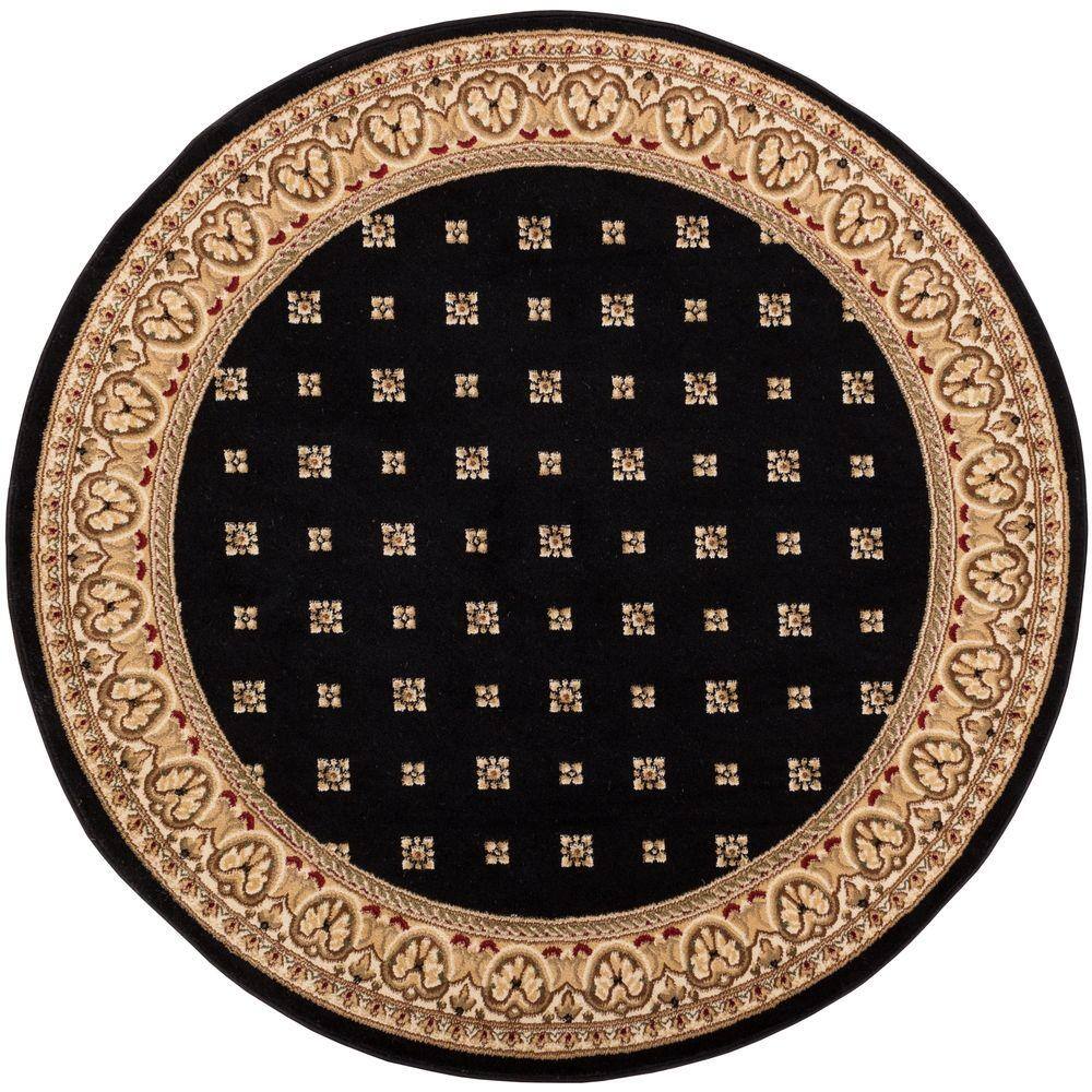 Barclay Hudson Terrace Black 5 ft. x 5 ft. Round Traditional Border Area Rug price history on PriceWatchPro