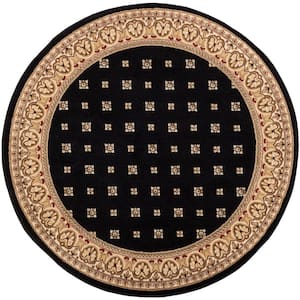 Barclay Hudson Terrace Black 5 ft. x 5 ft. Round Traditional Border Area Rug