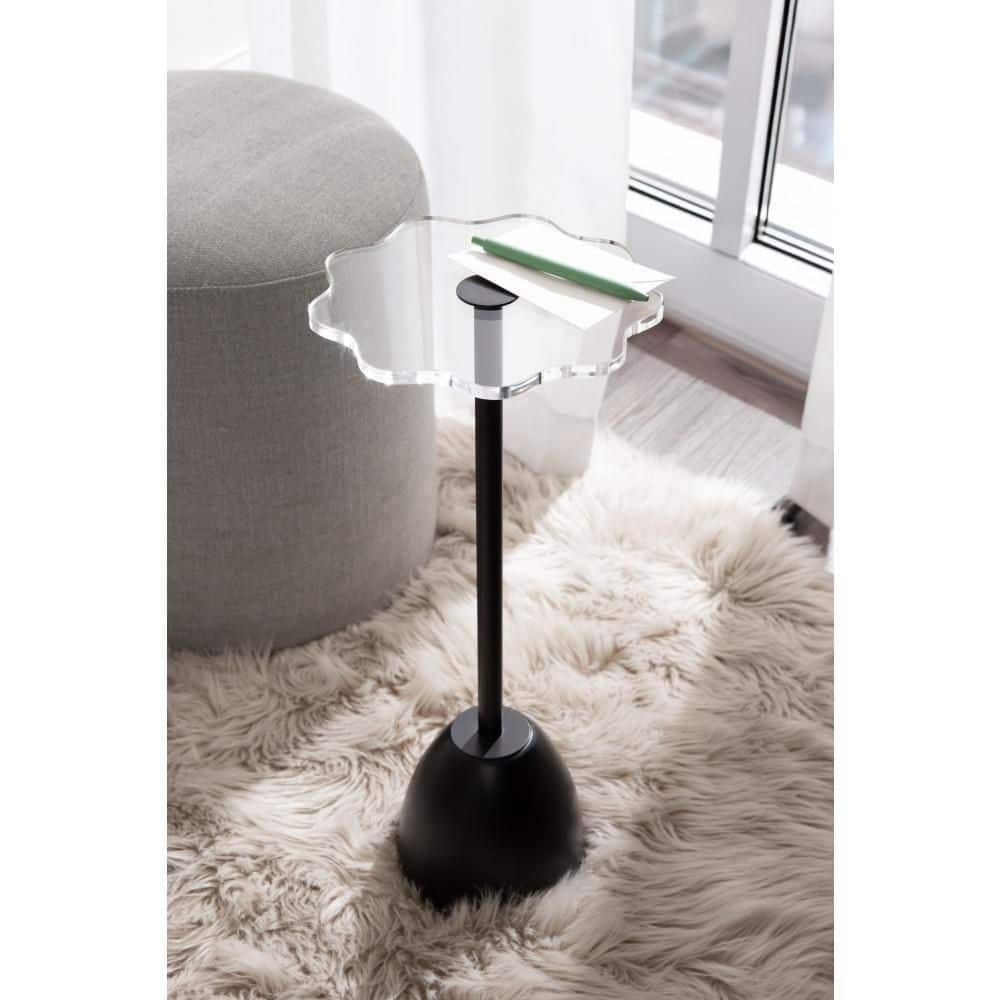 Acari 9 in. Black Scalloped Plastic End Table