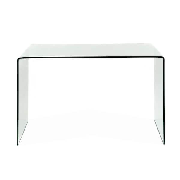 Noble House Javi Clear Tempered Glass Computer Desk