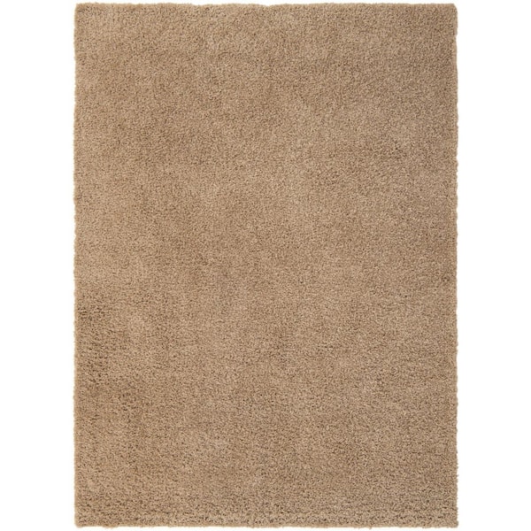 Unique Loom Solid Shag Taupe 8 ft. x 11 ft. Area Rug
