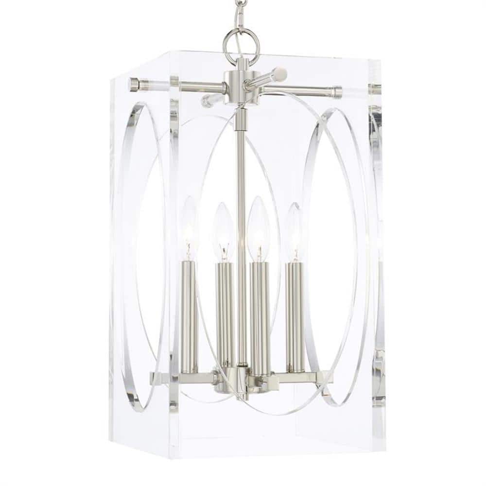 Polished Nickel Mini 4-Light Crystal Candle Chandelier