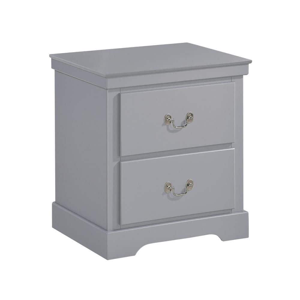 Gray 2 Drawer 21.5 in. W Nightstand