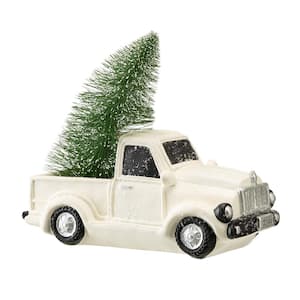5.91 in. H Lighted White Truck Table Decor