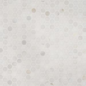 White Jade 12.01 in. x 11.22 in. Penny Round Polished Marble Mosaic Tile (0.93 sq. ft./Each)