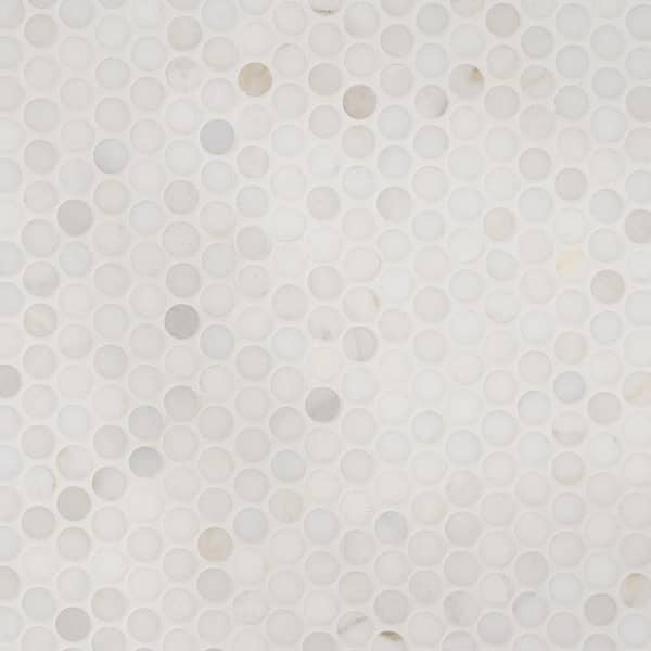 Ivy Hill Tile White Jade 12.01 in. x 11.22 in. Penny Round Polished Marble Mosaic Tile (0.93 sq. ft./Each)