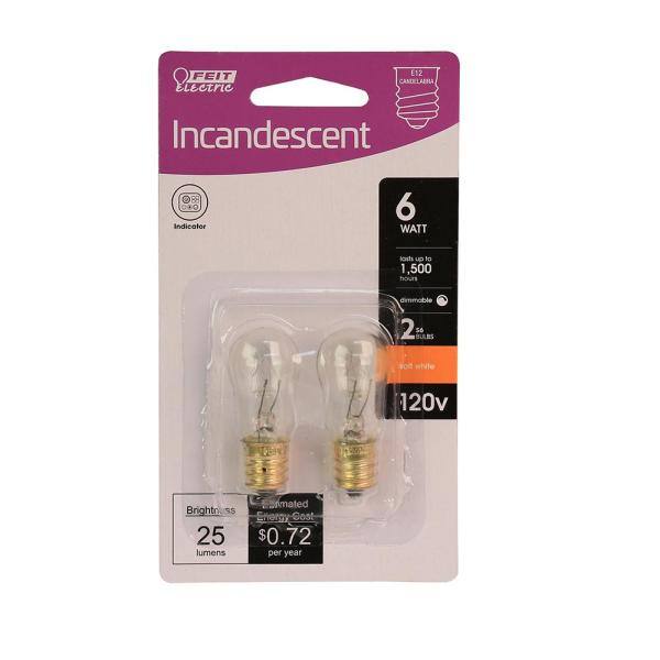 Philips 6-Watt S6 Incandescent Candelabra Base Indicator Light Bulb (2-Pack) Philips 6-Watt S6 Incandescent Candelabra Base Indicator Light Bulb (2-Pack)