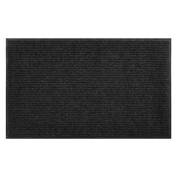 Front Door Mat, Black-Grey Commercial/Residential 36 in. x 60 in., Loose Lay Carpet Tile Irregular 15 sq. ft., Striped