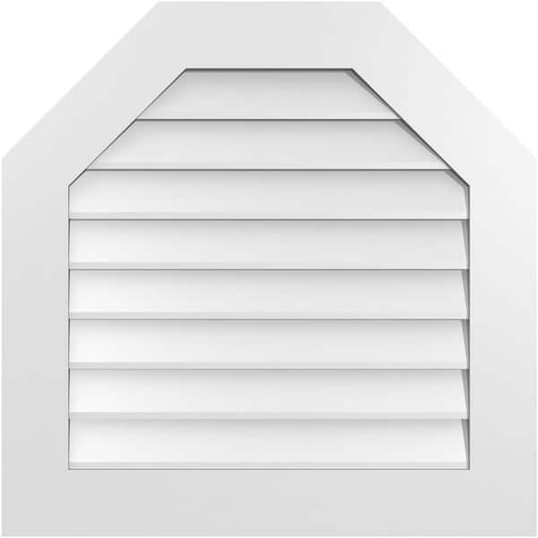 Ekena Millwork 28 in. x 28 in. Octagonal Top Surface Mount PVC Gable Vent: Decorative with Standard Frame