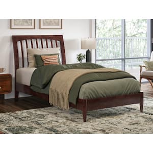 Orleans Walnut Brown Solid Wood Frame Twin XL Low Profile Sleigh Platform Bed