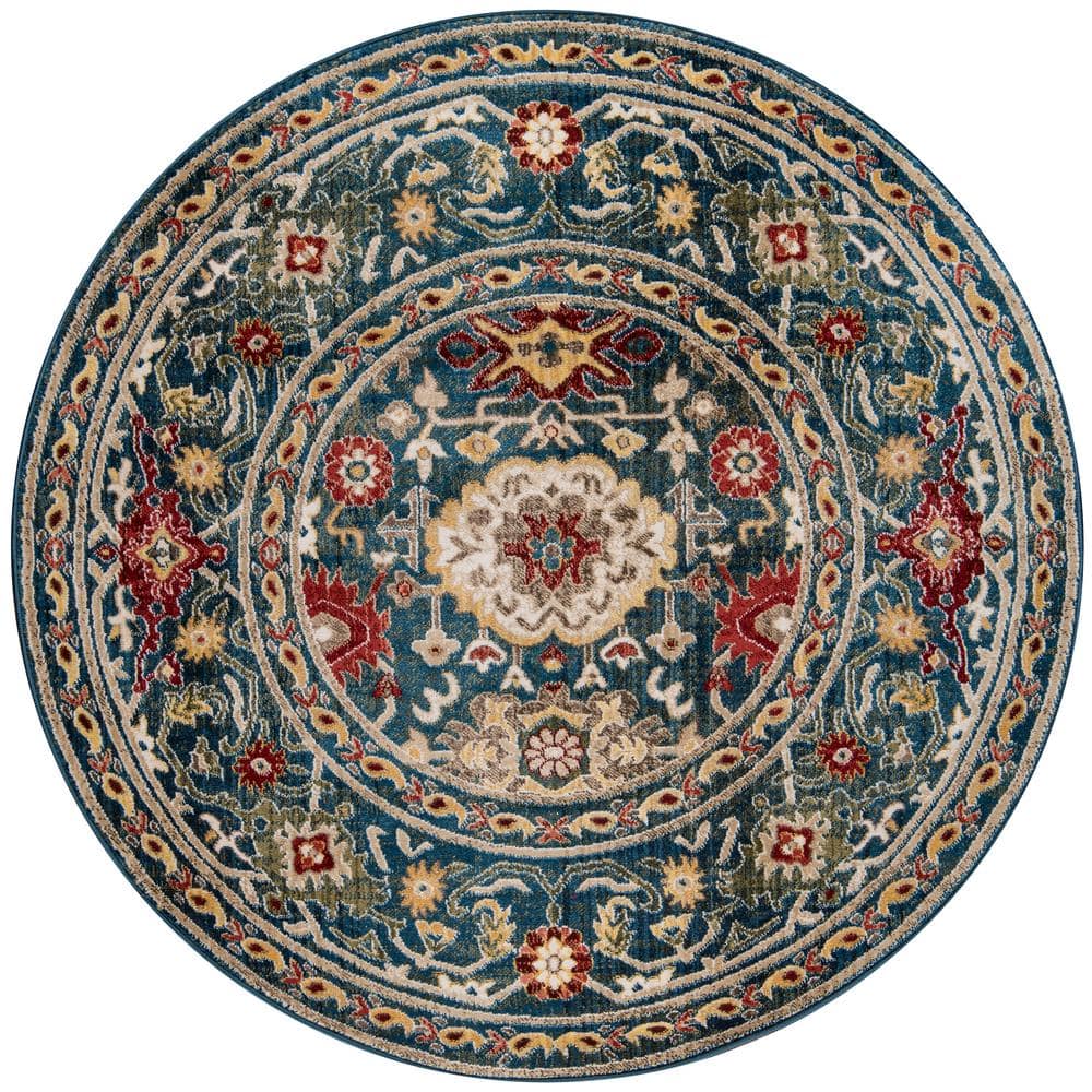 Well Woven Barclay Sarouk Light Blue 5 ft. Traditional Floral Round Area Rug  549360 - The Home Depot