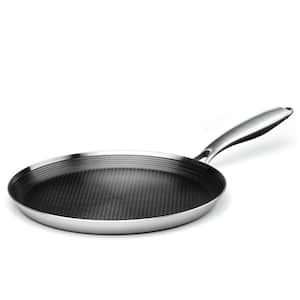 11 in. Stainless Steel Nonstick Eco-Friendly Honeycomb Coating Crepe Pan Induction Compatible with Stay Cool Handle
