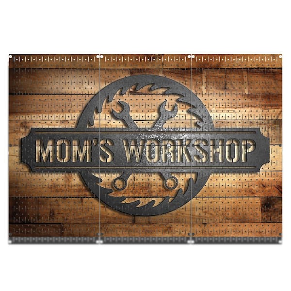 32 in. H x 48 in. W Mom's Workshop Metal Design Pegboard 3 Panel Set