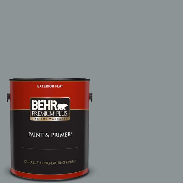 BEHR PREMIUM PLUS 1 gal. Home Decorators Collection #HDC-NT-27 Millennium Silver Flat Exterior Paint & Primer