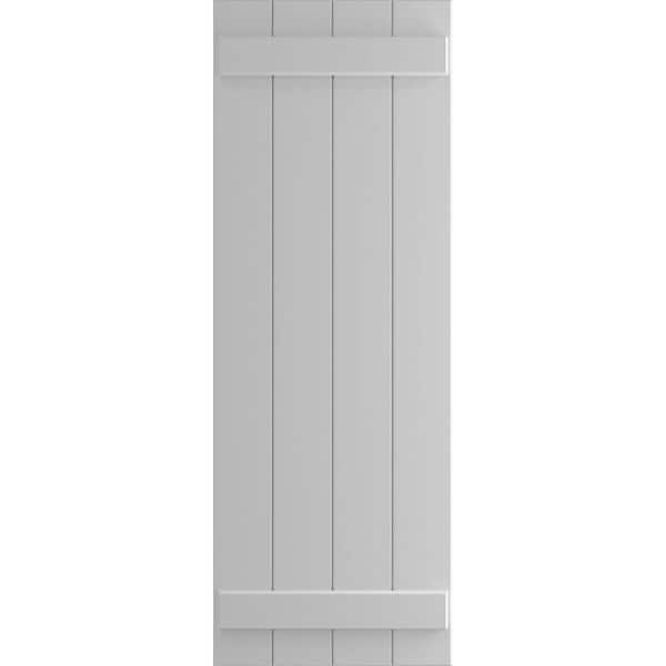 Ekena Millwork 21 1/2" x 27" True Fit PVC Four Board Joined Board-n-Batten Shutters, Primed (Per Pair)