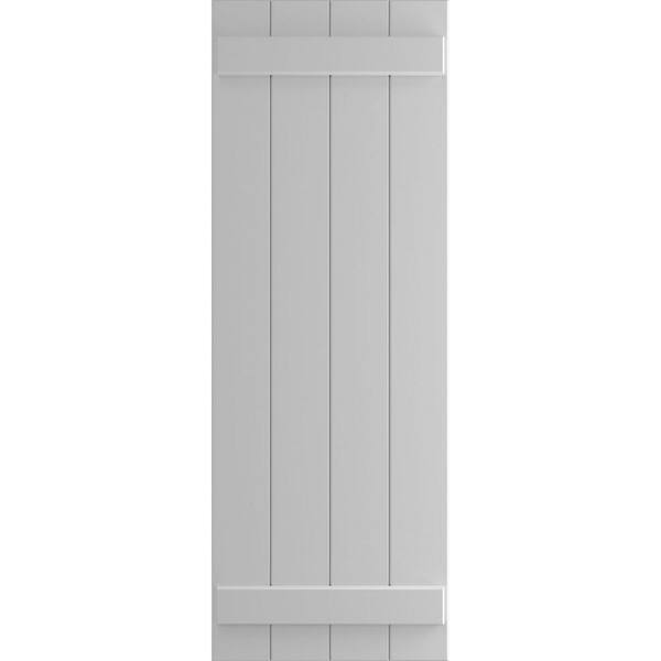 Ekena Millwork 21 1/2" x 54" True Fit PVC Four Board Joined Board-n-Batten Shutters, Primed (Per Pair)