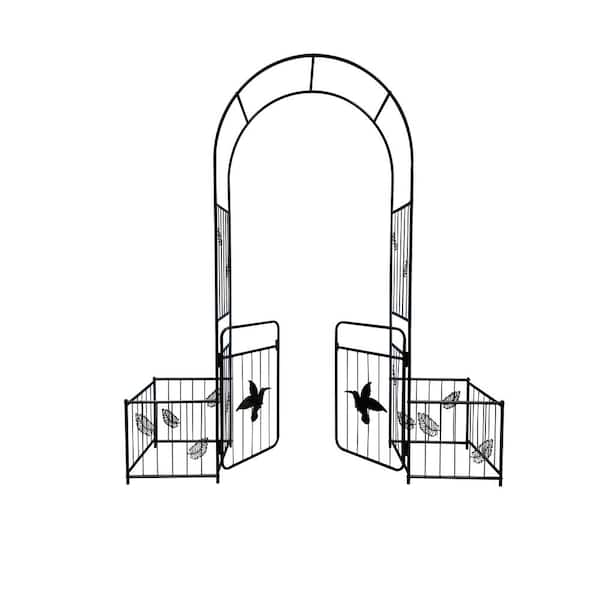 BOPOREA MEGO LLC 87.00 in Metal Garden Arch with Double Doors - Garden Arbor Trellis for Climbing Plants, Weddings, and Events