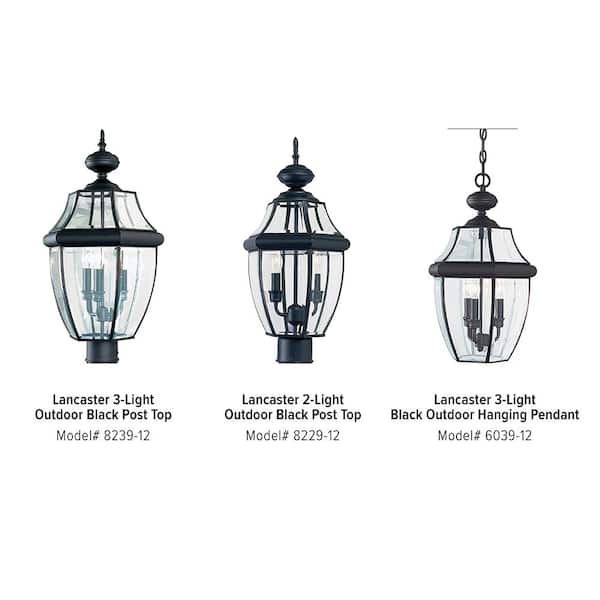 Generation Lighting - Lancaster 3-Light Traditional Black Outdoor Large Hanging Pendant