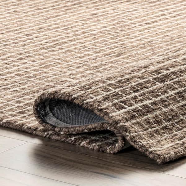 RUGS USA Melrose Checked Wool Brown 6 ft. x 9 ft. Area Rug