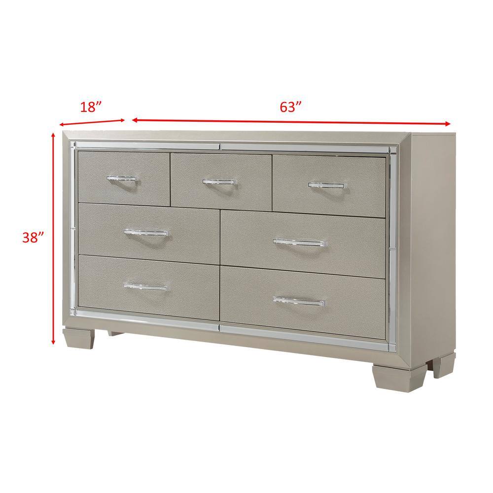 Platinum Glamour 63" Horizontal Dresser with Crystal Accents